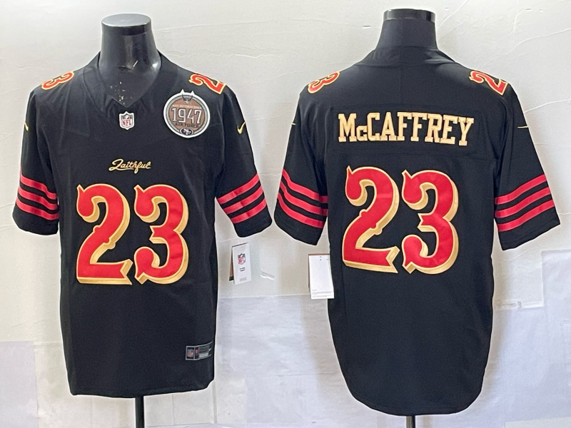 Men San Francisco 49ers #23 McCaffrey black Limited Nike NFL 2025 Jersey 01